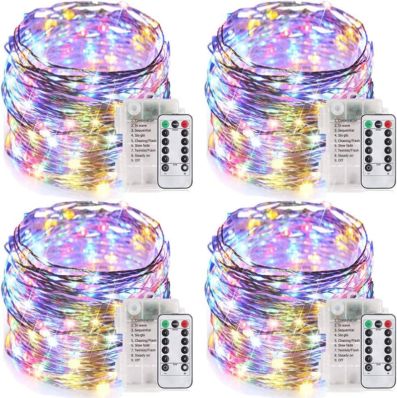 MUMUXI Battery Operated Christmas Lights [Set of 2], 33 Ft 100 Fairy Lights with Remote | LED Battery Operated Christmas Lights, 8 Modes, Timer | Waterproof Outdoor Indoor String Light, Warm White Home & Garden > Lighting > Light Ropes & Strings MUMUXI Multicolor 4 Pack-33 Ft-100 LED 