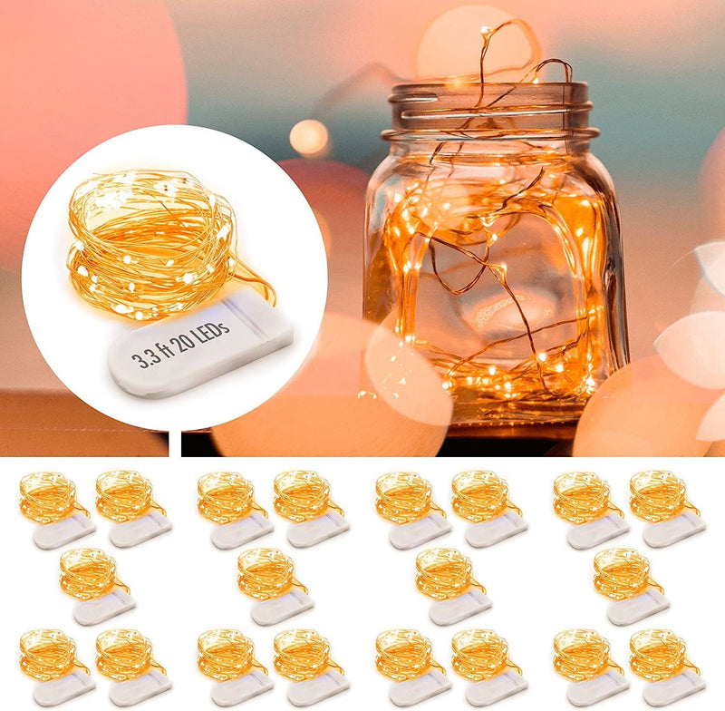 MUMUXI Fairy Lights Battery Operated [20 Pack], 3.3Ft 20 LED Mini Battery Operated String Lights | Ideal for Indoor Mason Jars Halloween Battery Operated Christmas Small Fairy Lights, Multicolor Home & Garden > Lighting > Light Ropes & Strings MUMUXI Warm White  