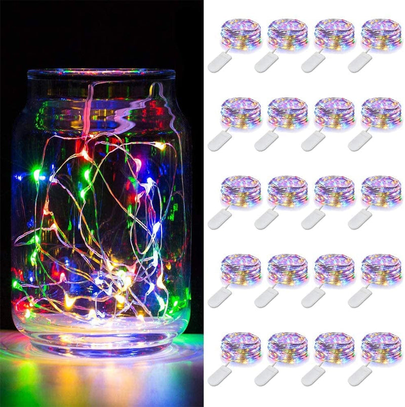 MUMUXI Fairy Lights Battery Operated [20 Pack], 3.3Ft 20 LED Mini Battery Operated String Lights | Ideal for Indoor Mason Jars Halloween Battery Operated Christmas Small Fairy Lights, Multicolor Home & Garden > Lighting > Light Ropes & Strings MUMUXI Multicolor  