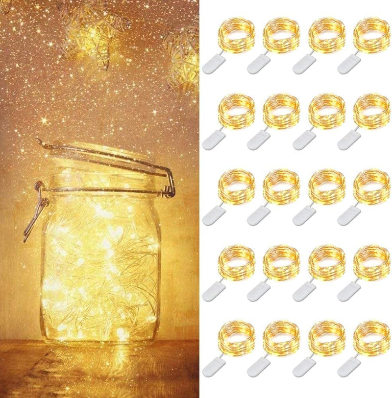 MUMUXI Fairy Lights Battery Operated [20 Pack], 3.3Ft 20 LED Mini Battery Operated String Lights | Ideal for Indoor Mason Jars Halloween Battery Operated Christmas Small Fairy Lights, Multicolor Home & Garden > Lighting > Light Ropes & Strings MUMUXI Silver Wire Warm White  