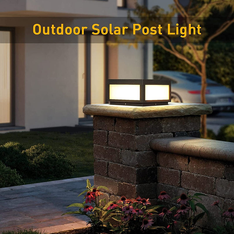 MVBT Outdoor Solar Post Light, Modern LED Fence Deck Cap Light Lantern Column Lamp for Flat Surface Patio Garden Decoration with IP54 Waterproof E26 Bulb Home & Garden > Lighting > Lamps MVBT   