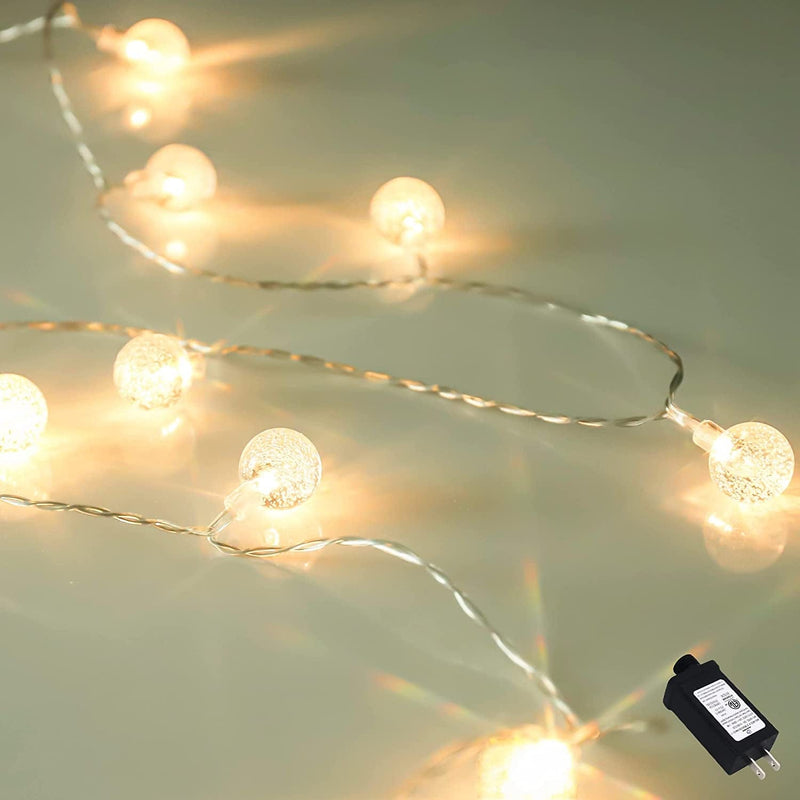 Mycozylite LED String Lights Plug In, Decorative Indoor String Lights, 20 Crystal Bubble Globes, 3V Low Voltage Transformer, Multifunction with Timer, Extendable, Warm White Home & Garden > Lighting > Light Ropes & Strings myCozyLite   