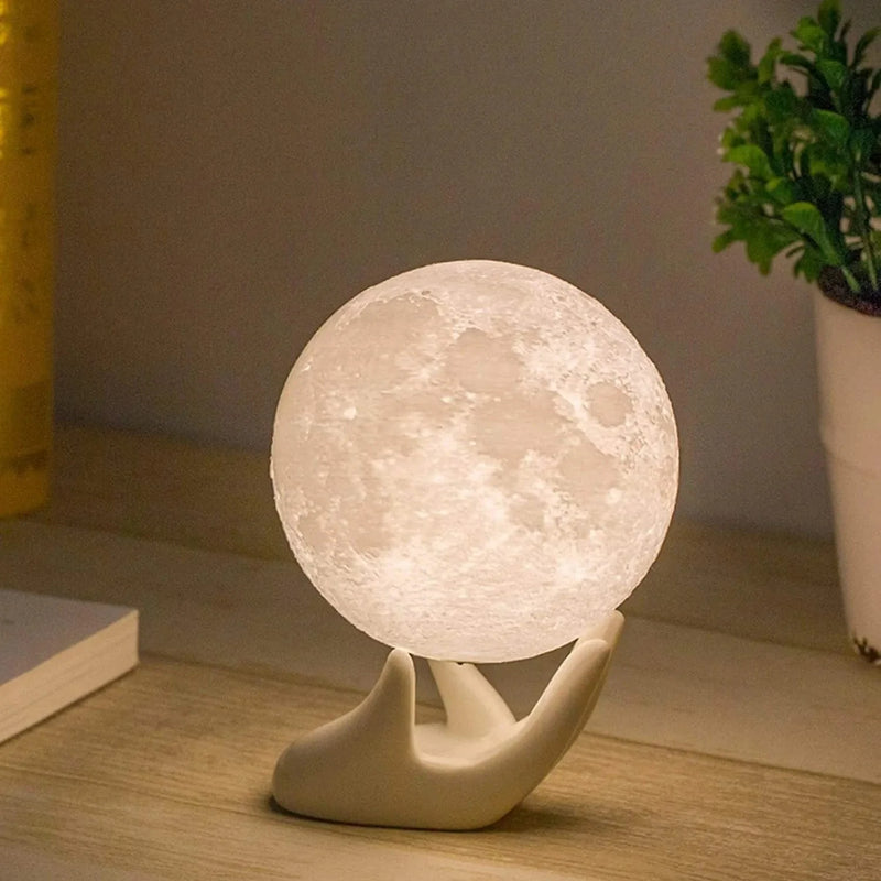 Mydethun 3D Moon Lamp with 4.7 Inch Wooden Base - LED Night Light, Mood Lighting with Touch Control Brightness for Home Décor, Bedroom, Gifts Kids Women Christmas New Year Birthday - White & Yellow Home & Garden > Lighting > Night Lights & Ambient Lighting Mydethun White & Yellow 3.5 inch 
