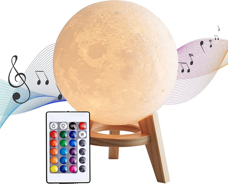 Mydethun 3D Moon Lamp with 4.7 Inch Wooden Base - LED Night Light, Mood Lighting with Touch Control Brightness for Home Décor, Bedroom, Gifts Kids Women Christmas New Year Birthday - White & Yellow Home & Garden > Lighting > Night Lights & Ambient Lighting Mydethun Rgb 5.9 Inch 