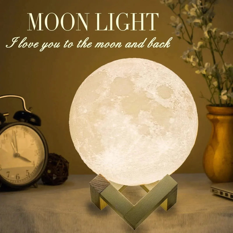 Mydethun 3D Moon Lamp with 4.7 Inch Wooden Base - LED Night Light, Mood Lighting with Touch Control Brightness for Home Décor, Bedroom, Gifts Kids Women Christmas New Year Birthday - White & Yellow Home & Garden > Lighting > Night Lights & Ambient Lighting Mydethun White & Yellow 7.1 Inch 