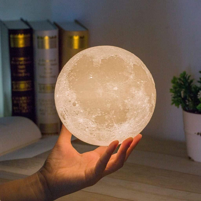 Mydethun 3D Moon Lamp with 4.7 Inch Wooden Base - LED Night Light, Mood Lighting with Touch Control Brightness for Home Décor, Bedroom, Gifts Kids Women Christmas New Year Birthday - White & Yellow Home & Garden > Lighting > Night Lights & Ambient Lighting Mydethun   