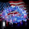 MYGOTO 33FT 100 Leds String Lights Waterproof Fairy Lights 8 Modes with Memory 30V UL Certified Power Supply for Home, Garden, Wedding, Party, Christmas Decoration Indoor Outdoor (Red) Home & Garden > Lighting > Light Ropes & Strings MYGOTO 100LRed White Blue  