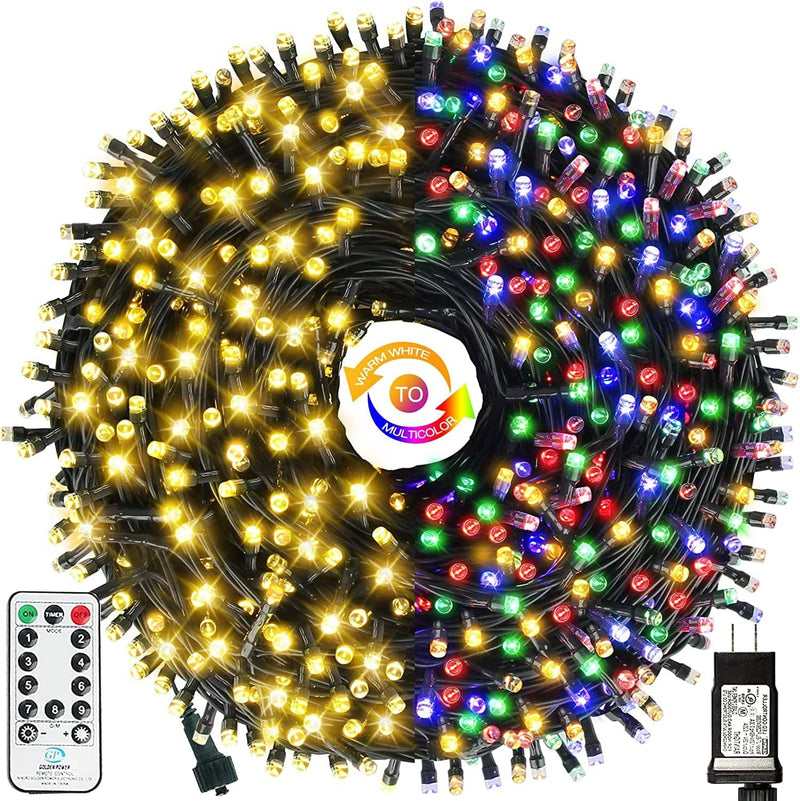 MZD8391 Color Changing Christmas String Lights Outdoor Indoor, 108FT 300 LED Warm White Multicolor Fairy Lights, END to END Connect, Waterproof Christmas Tree Lights Timer Remote Home & Garden > Lighting > Light Ropes & Strings MZD8391 Warm White & Multicolor  