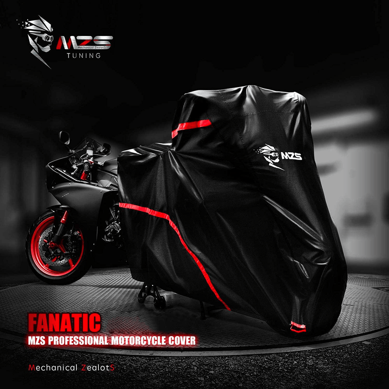 MZS Motorcycle Cover - All Season Weather Outdoor Waterproof 210D Oxford Protection fits up to 104 inch XXL Compatible Touring Bikes Choppers Cruiser - Durable Tear Proof Night Reflective Lock Holes Vehicles & Parts > Vehicle Parts & Accessories > Vehicle Maintenance, Care & Decor > Vehicle Covers > Vehicle Storage Covers > Motorcycle Storage Covers MZS   