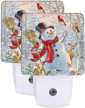 Nameapo Winter Snowman LED Plug-In Night Light 2-Pack, Auto Sensor Christmas Tree Nightlights Set of 2 for Bedroom Bathroom