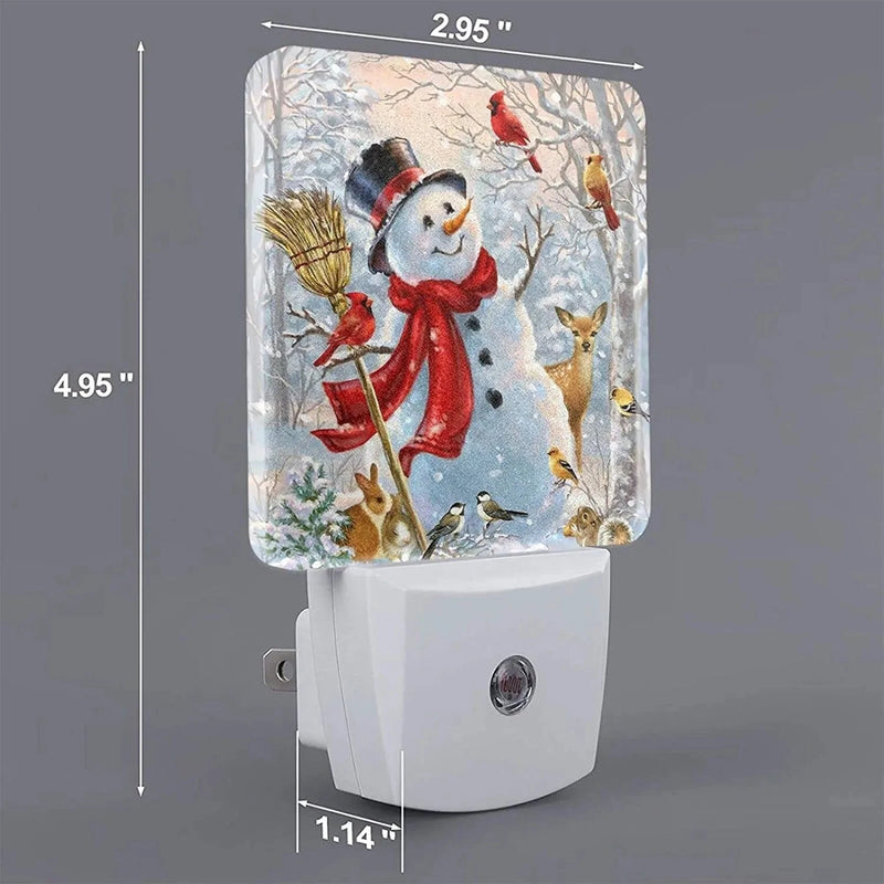 Nameapo Winter Snowman LED Plug-In Night Light 2-Pack, Auto Sensor Christmas Tree Nightlights Set of 2 for Bedroom Bathroom Home & Garden > Lighting > Night Lights & Ambient Lighting Nameapo   