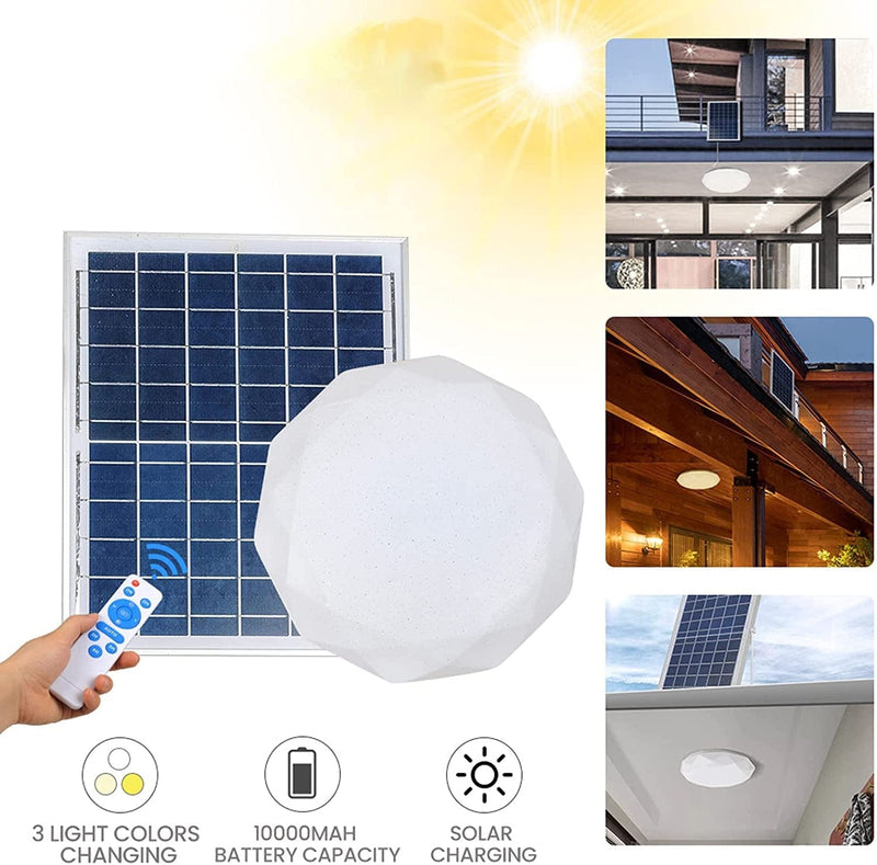 Naroote 3 Color Solar Ceiling Lamp , Simple Stylish 30W Solar Ceiling Lamp Practical for Bedroom