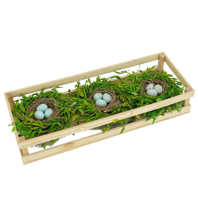 National Tree Company Artificial Triple Nest Table Decoration, Wooden Centerpiece, Includes 3 Bird'S Nests with Pastel Eggs, Easter Collection, 17 Inches Home & Garden > Decor > Seasonal & Holiday Decorations National Tree Company   