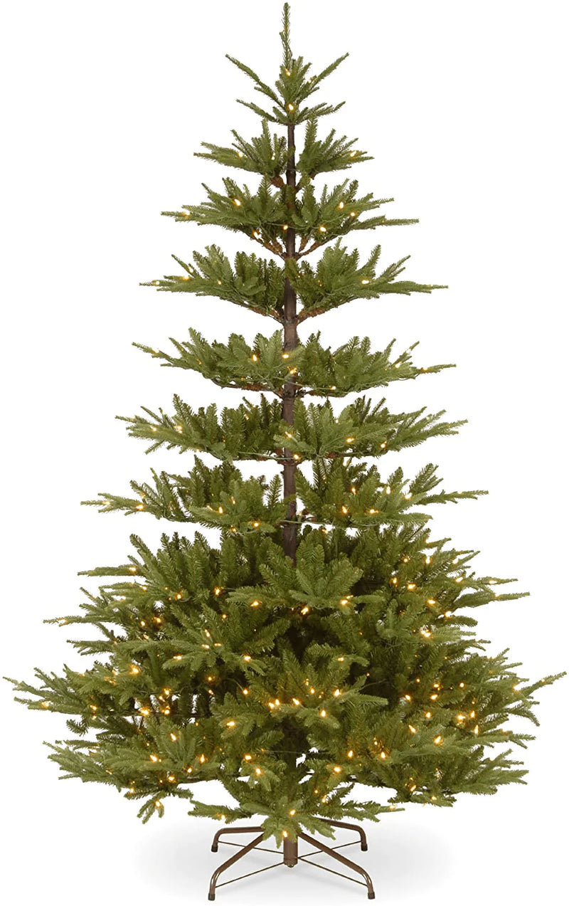 National Tree Company 'Feel Real' Pre-lit Artificial Christmas Tree | Includes Pre-strung White Lights, with Bark Pole, PowerConnect and Stand | Glenwood Fir - 7.5 ft