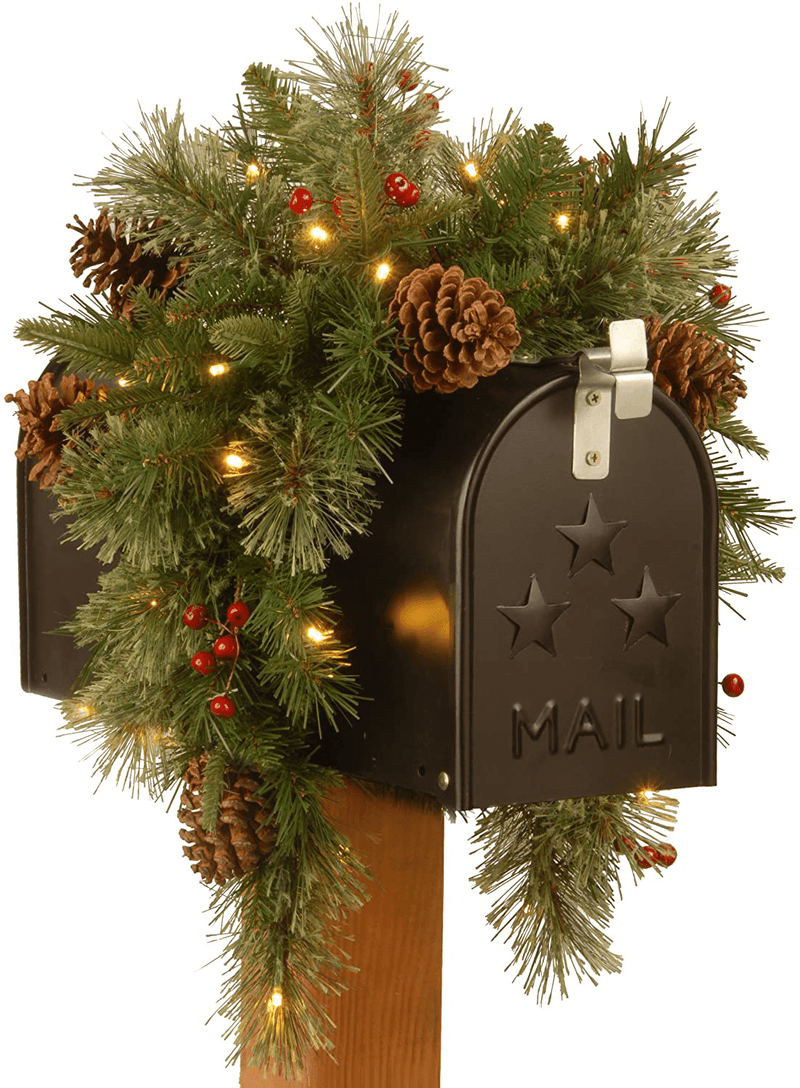 National Tree Company Pre-lit Artificial Christmas Mail Box Swag Flocked with Mixed Decorations and White LED Lights Colonial-36 Inch Home & Garden > Decor > Seasonal & Holiday Decorations& Garden > Decor > Seasonal & Holiday Decorations National Tree Company   