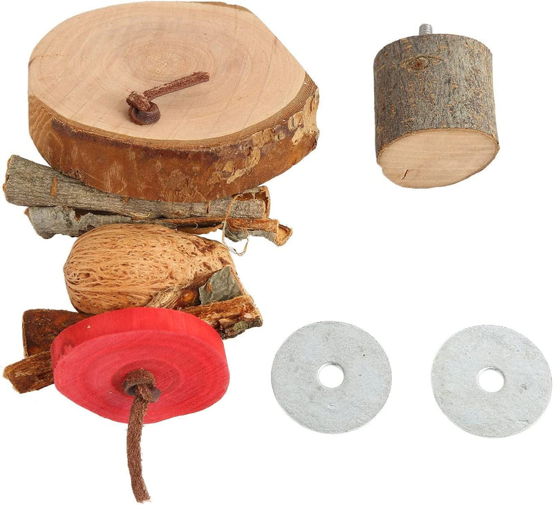 Natural Wood Bird Perch Bird Cage Perch Platform Bird Cage Accessories Edible Bite Resistant round Wooden Stand Platform with Chewing String Parakeet Toys Stand Wooden(Small Size) Animals & Pet Supplies > Pet Supplies > Bird Supplies > Bird Cages & Stands Zerodis   