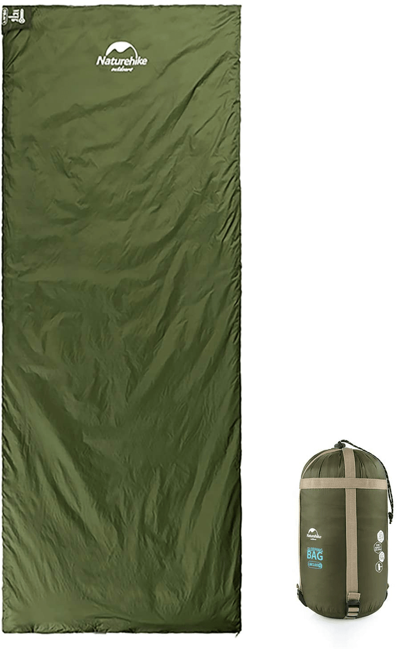 Naturehike Ultralight Envelope Sleeping Bag, Backpack Portable Compact Lightweight Warm Weather Sleeping Bag for Adults Kids, Backpacking, Camping, Hiking with Compression Sack Sporting Goods > Outdoor Recreation > Camping & Hiking > Sleeping Bags Naturehike Green-Right M(74.8"L x29.5"W) 