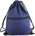 Navy Drawstring Backpack Gym Sack Bags with Zipper Pockets