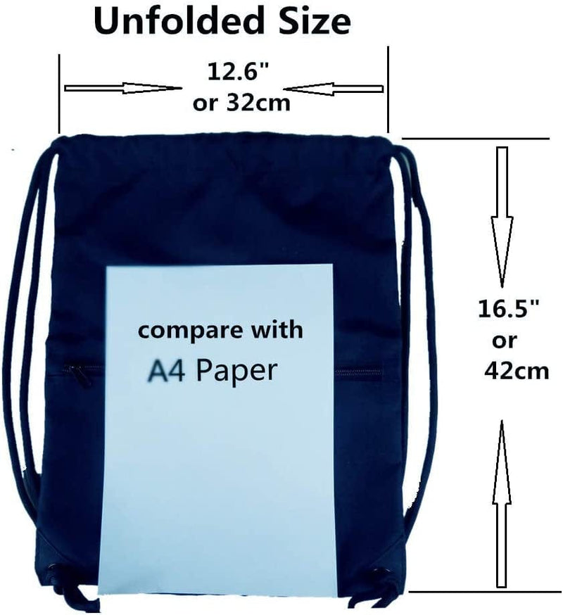 Navy Drawstring Backpack Gym Sack Bags with Zipper Pockets Home & Garden > Household Supplies > Storage & Organization Aiditex   