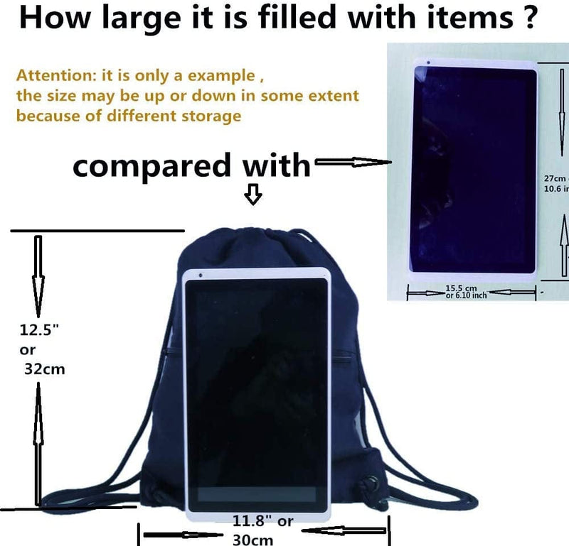 Navy Drawstring Backpack Gym Sack Bags with Zipper Pockets Home & Garden > Household Supplies > Storage & Organization Aiditex   