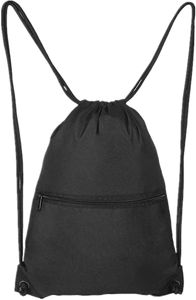 Navy Drawstring Backpack Gym Sack Bags with Zipper Pockets