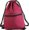 Navy Drawstring Backpack Gym Sack Bags with Zipper Pockets Home & Garden > Household Supplies > Storage & Organization Aiditex Burgundy  