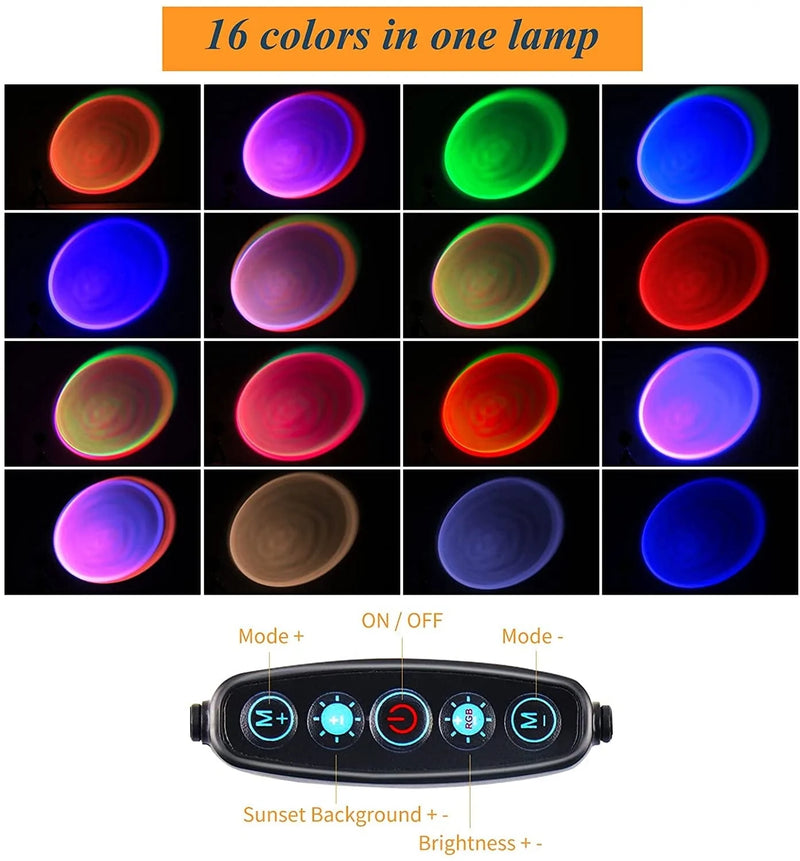 Nellsi Sunset Lamp Projection, 16 Colors Changing Projector LED Lights Floor Lamp Room Decor Night Light 360 Degree Rotation for Christmas Decorations Photography/Party/Home Decor Sunset Lamps