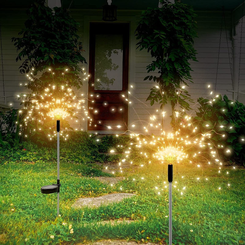 NEONLG 2 Pack Solar Firework Lights, Outdoor 150 Led 8 Modes Garden Waterproof Fireworks Lamps for Walkway Pathway Backyard Lawn Landscape, Vibrant Tree Decorative Stick String Light, Warm White Home & Garden > Lighting > Lamps NEONLG Warm White 2 Pack 
