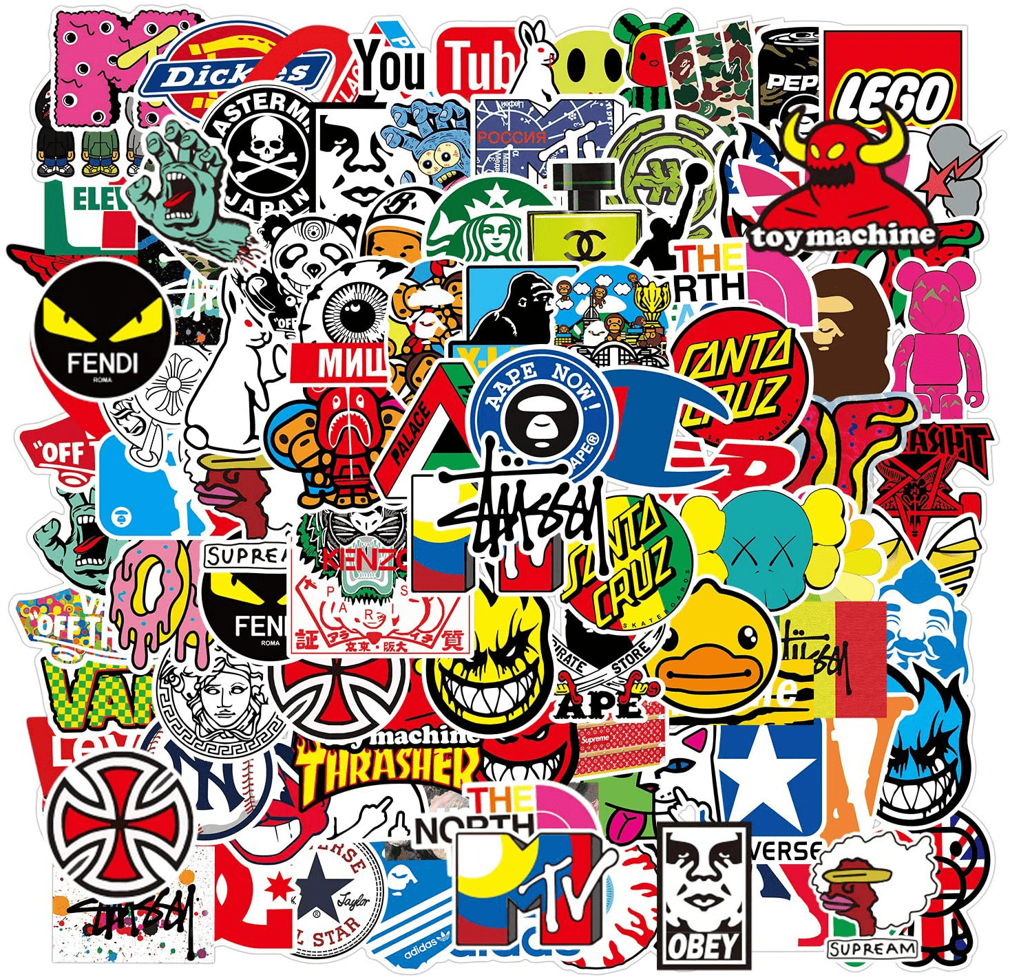 Nertpow Cool Brand Stickers 101 Pack Decals for Laptop Computer Skateb
