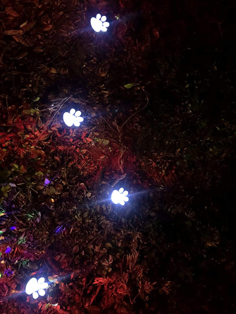 Newpowa Solar Paw Print Lights, Solar Lights Outdoor Dog Paw Lights (Set of 4),Cat Puppy Animal Garden Lights Path Paw Lamp Walkway Lighting for Patio,Yard,Any Pet Lover(Solar White Paw)
