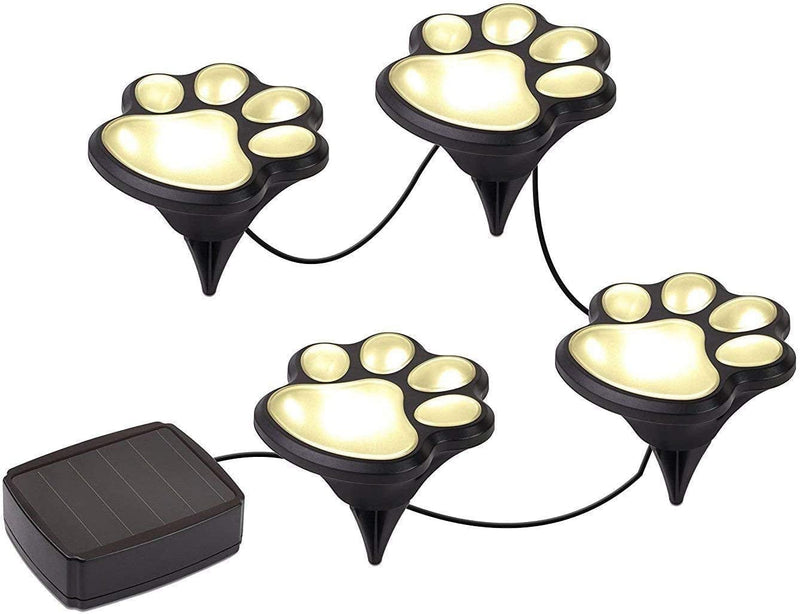 NICE 4 Solar Dog Animal Paw Print Lights Garden Lantern LED Path 3" Light Lamp Home & Garden > Lighting > Lamps IdeaWorks   