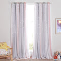 NICETOWN Stars and Moon Hollow-Out Blackout Curtains for Kids Room / Nursery, Grommet Top 2 Layer Window Treatment Curtain Panels for Living Room / Thanksgiving (2-Pack, W52 X L84 Inches, Navy Blue) Home & Garden > Decor > Window Treatments > Curtains & Drapes NICETOWN Pink & Grey W52 x L84 