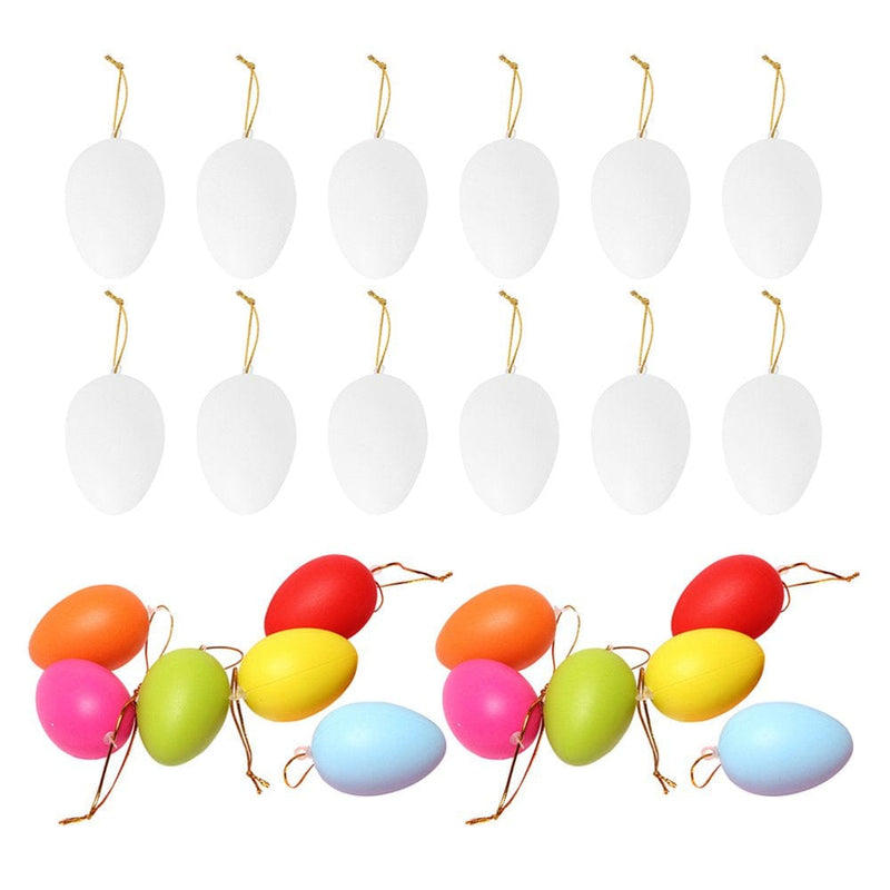 NICEXMAS 24Pcs Paintable Easter Egg Decorative Plastic Egg Pendant Party Decorations