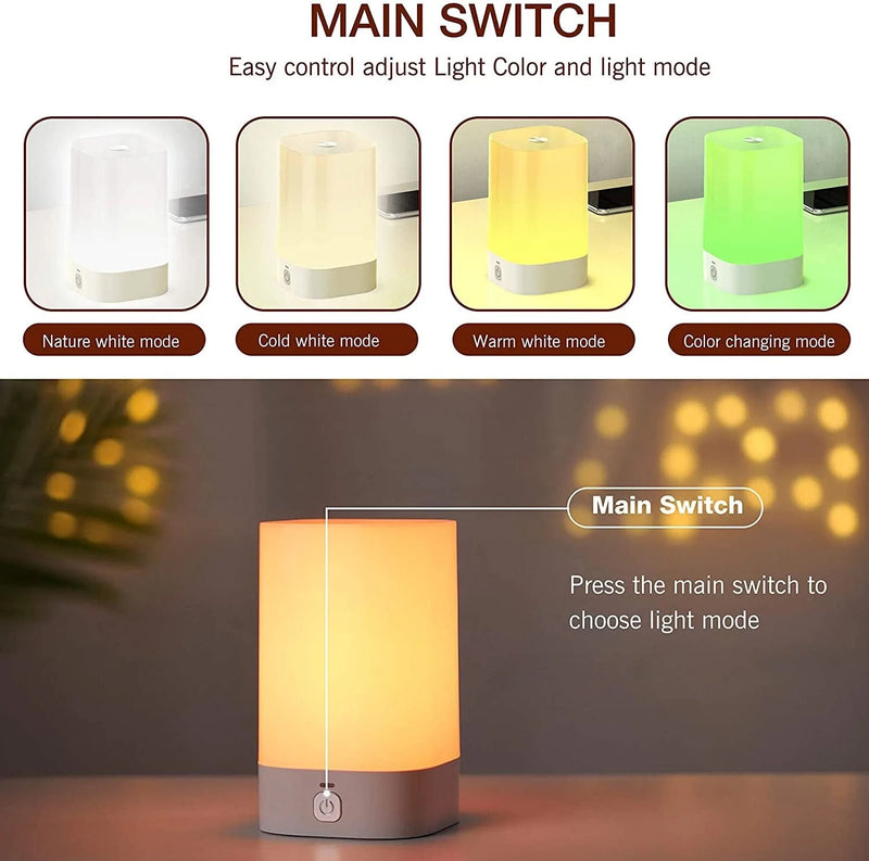 Night Light Bedside Lamp for Bedroom Living Room, LED Bedside Touch Sensor Lamp with Dimmable Warm White Light & RGB Color Changing Night Lamp USB Rechargeable Nursery Night Light for Baby Kids Adults Home & Garden > Lighting > Night Lights & Ambient Lighting Erligpowht   