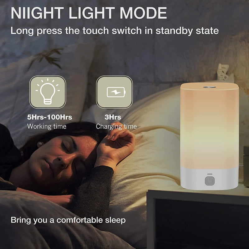 Night Light Bedside Lamp for Bedroom Living Room, LED Bedside Touch Sensor Lamp with Dimmable Warm White Light & RGB Color Changing Night Lamp USB Rechargeable Nursery Night Light for Baby Kids Adults