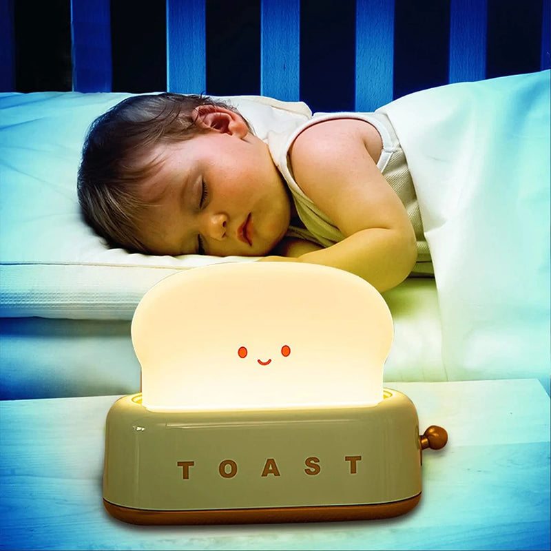 Night Light for Kids Cute Led Nightlights Dimmable USB Rechargeable Portable Travel Adjustable Toast Night Lamp with Timer Switch Children Baby Toddler Nursery Girls Bedroom Night-Lights