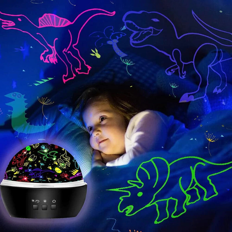 Night Light for Kids Dinosaur Toys,2 in 1 Rotating Projector Lamp with Dino&Vehicles Theme,Christmas Birthday Gift for 3 to 8 Year Olds Boys Girls,Kids Room Decor for Toddler Stocking Stuffers Home & Garden > Lighting > Night Lights & Ambient Lighting MINGKIDS   