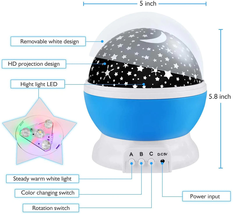 Night Light for Kids, Fortally Kids Night Light, Star Night Light, Nebula Star Projector 360 Degree Rotation - 4 LED Bulbs 12 Light Color Changing with USB Cable, Romantic Gifts for Men Women Children