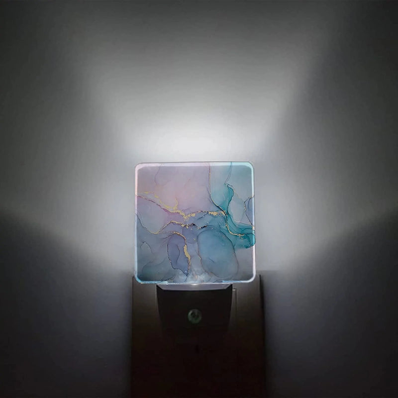 Night Light for Kids Plug into Wall LED Lamp Dusk-To-Dawn Sensor,Colorful Marble Teal Pink Blue Baby Nightlight for Bathroom Nursery Bedroom Hallway Stairs Home Room Decor