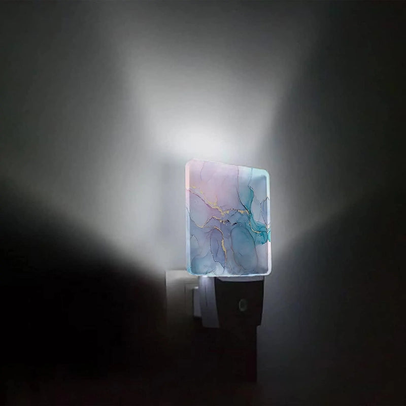 Night Light for Kids Plug into Wall LED Lamp Dusk-To-Dawn Sensor,Colorful Marble Teal Pink Blue Baby Nightlight for Bathroom Nursery Bedroom Hallway Stairs Home Room Decor