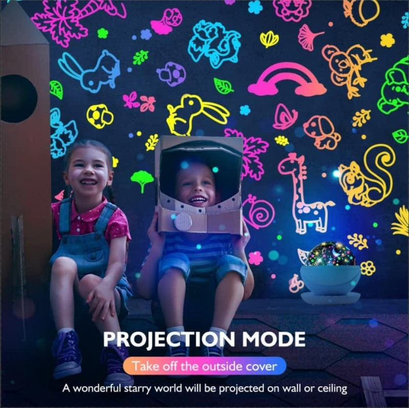 Night Light for Kids, Rauxe Kids Night Light, Space & Animal World Star Projector 360° Rotation - 4 LED Bulbs 17 Light Color Changing with USB Cable, 6H Auto-Off, Wonderful Gift for Men Women Children Home & Garden > Lighting > Night Lights & Ambient Lighting Rauxe   