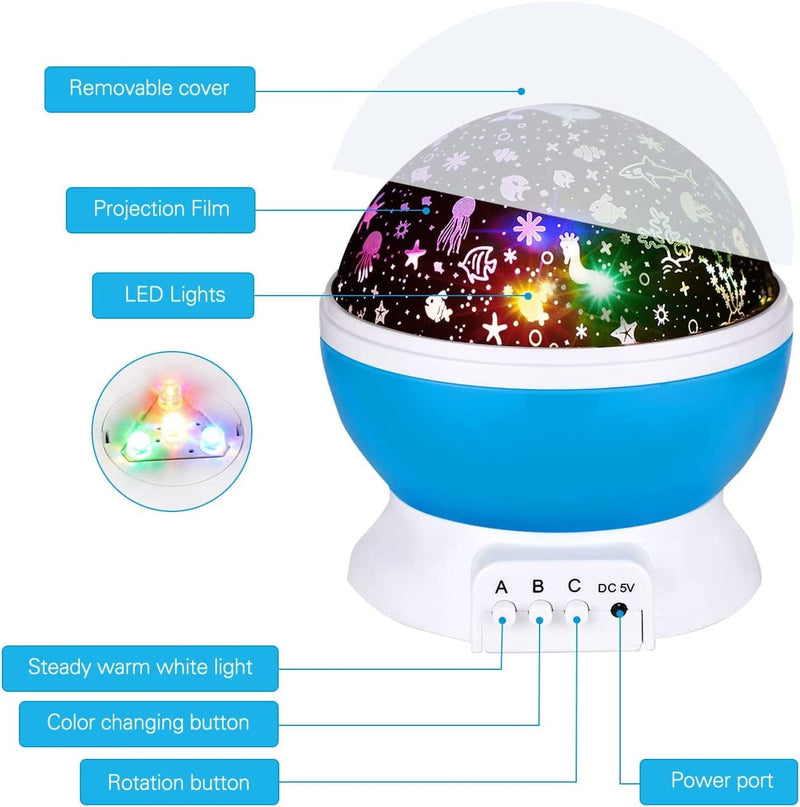 Night Light Projector Christmas, 2 in 1 Kids Night Light Moon Star Projector and Undersea Lamp, Star Night Light 360-Degree Rotating 8 Colors Night Light for Kids Baby Children Bedroom Party Home & Garden > Pool & Spa > Pool & Spa Accessories SUNNEST   