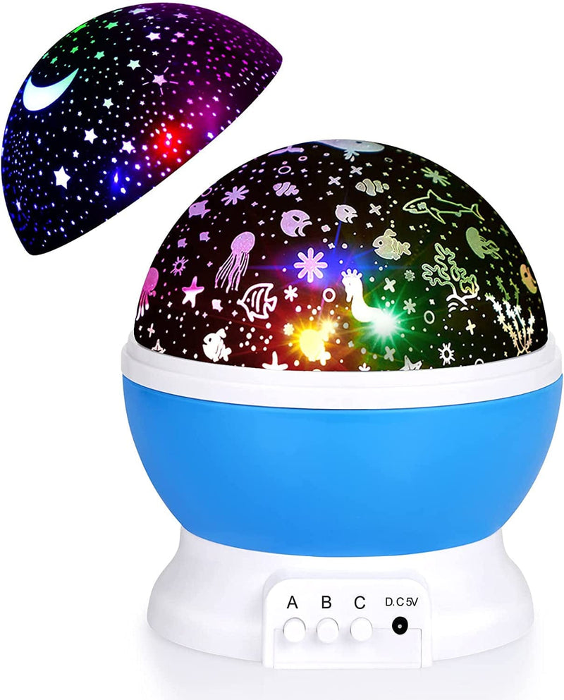 Night Light Projector Christmas, 2 in 1 Kids Night Light Moon Star Projector and Undersea Lamp, Star Night Light 360-Degree Rotating 8 Colors Night Light for Kids Baby Children Bedroom Party Home & Garden > Pool & Spa > Pool & Spa Accessories SUNNEST White&blue  