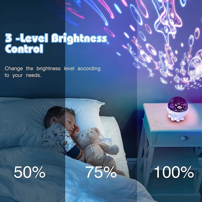 Night Light Projector,Ocean Star Night Light for Kids Room,Dinosaur Toys with 360° Rotation,Remote and Timer,3 Projection Films,17 Light Modes,9 Lullaby Songs,Birthday Christmas Gifts Kids Toys-White Home & Garden > Lighting > Night Lights & Ambient Lighting DOFLER   