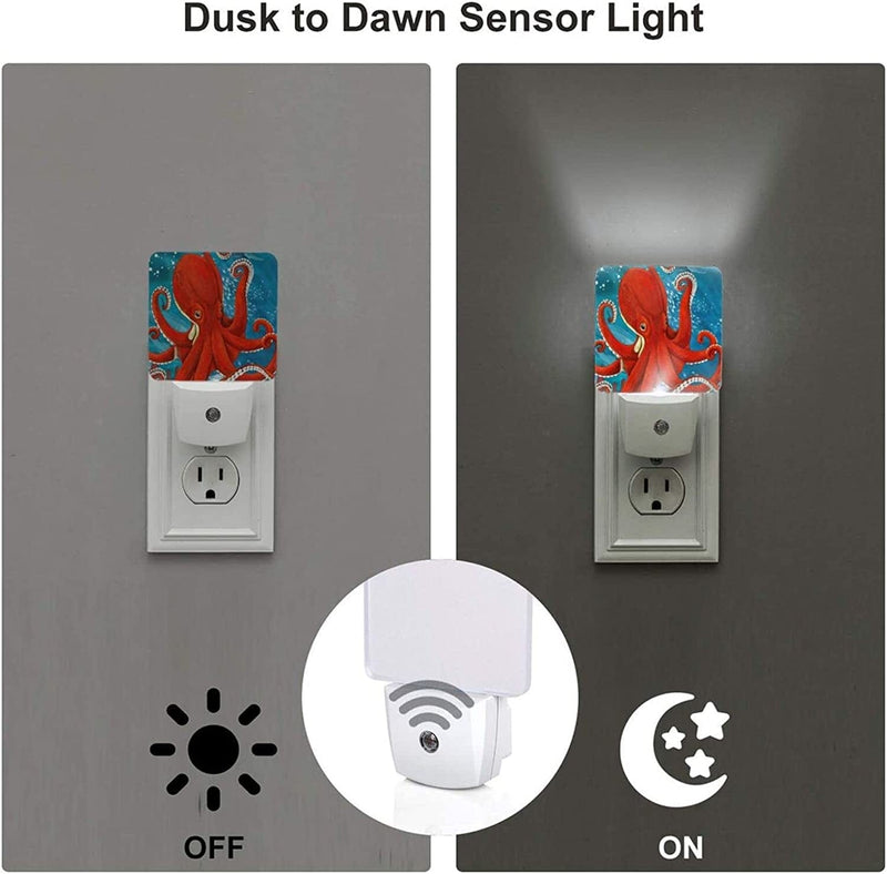 Night Light Underwater-Animal-Ocean Dusk to Dawn Sensor,Automated on Off,Home Decor for Kitchen,Bathroom,Bedroom