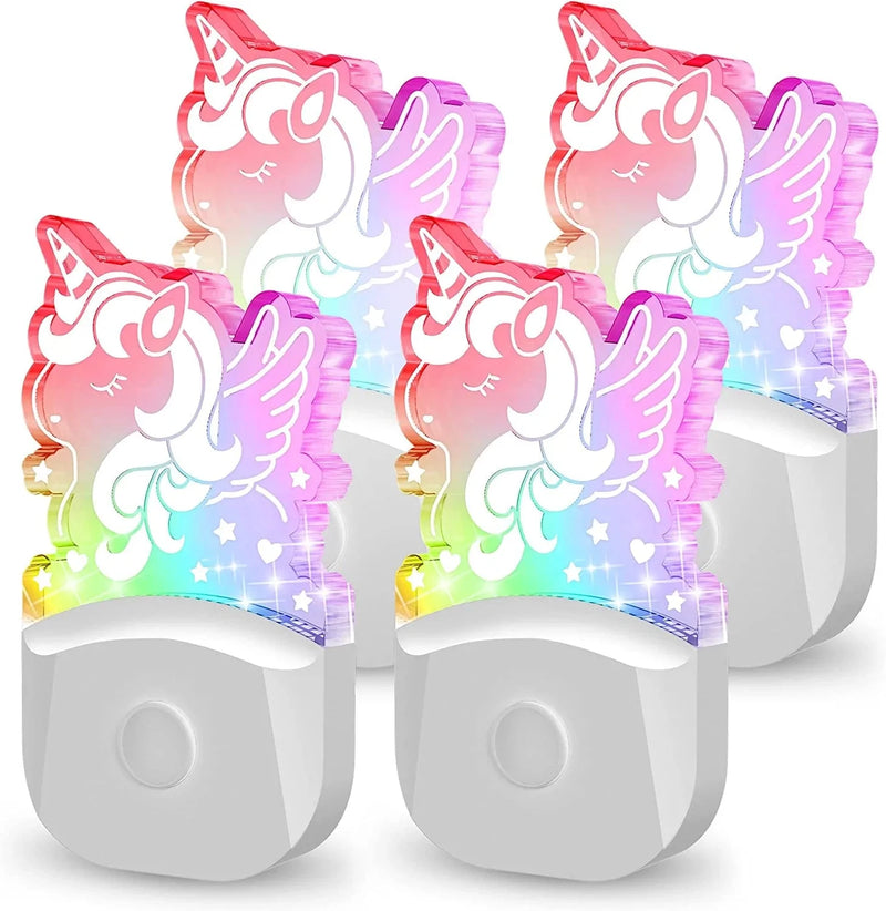 Night Lights Plug into Wall [2 Pack], Color Changing Night Light for Kids, 8-Color RGB LED Night Light, Nightlight with Dusk to Dawn Sensor, Night Light for Bathroom Decor, Children Room, Kids Gift Home & Garden > Lighting > Night Lights & Ambient Lighting DORESshop Cute Horse 4 Count (Pack of 1) 