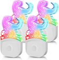 Night Lights Plug into Wall [2 Pack], Color Changing Night Light for Kids, 8-Color RGB LED Night Light, Nightlight with Dusk to Dawn Sensor, Night Light for Bathroom Decor, Children Room, Kids Gift Home & Garden > Lighting > Night Lights & Ambient Lighting DORESshop Dinosaur 4 Count (Pack of 1) 