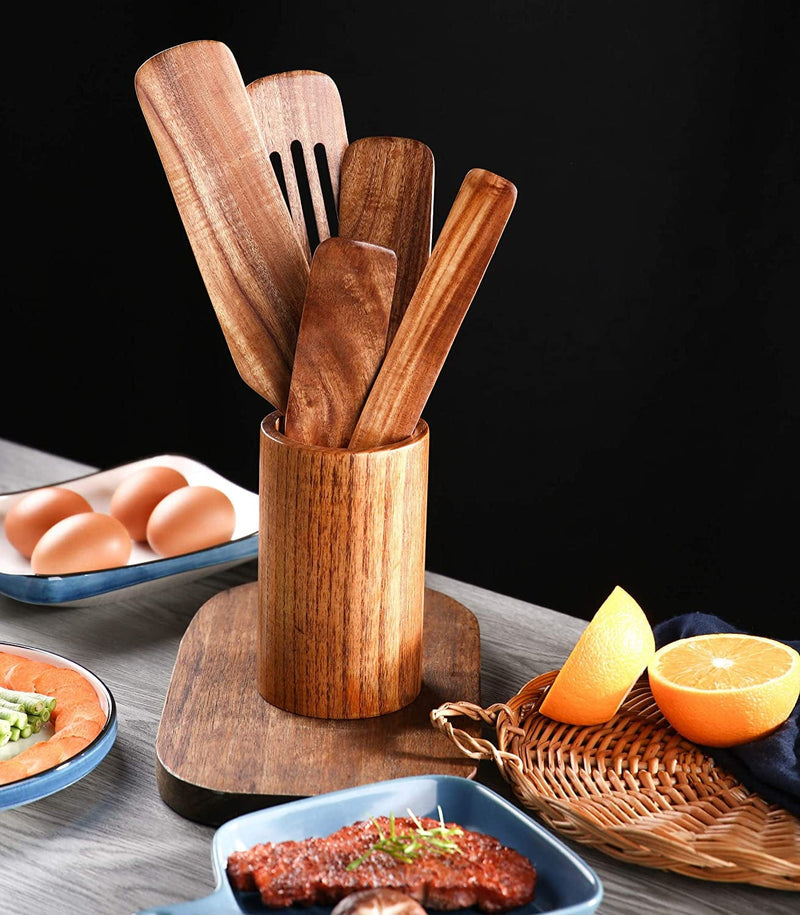 NIGILA 5Pcs Wooden Spoons Kit for Cooking Durable Acacia Wood Spurtles Kitchen Tools and Utensils Long Handle for Nonstick Cookware,Salad Strainer and Cake Make,Spurtles Kitchen Tools as Seen on TV Home & Garden > Kitchen & Dining > Kitchen Tools & Utensils NIGILA   
