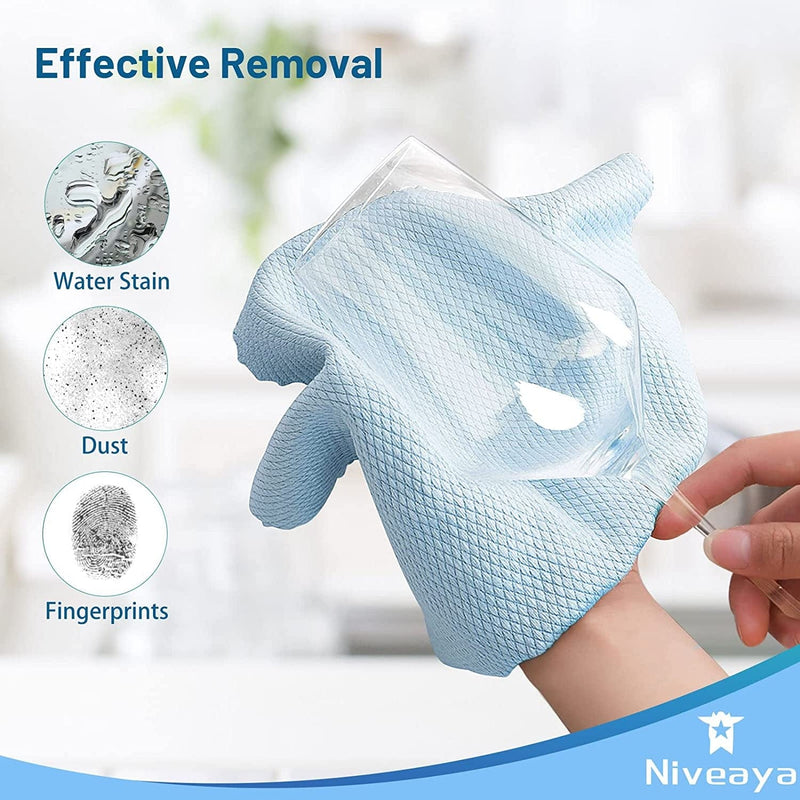 Niveaya Nano Streak Free Miracle Cleaning Cloths - 12 Pack, Reusable Nanoscale Fish Scale Cleaning Cloth, Lint Free Cleaning Cloth for Glass, Dishes, Mirrors, Stainless Steel Appliances, Etc. Home & Garden > Household Supplies > Household Cleaning Supplies Niveaya   