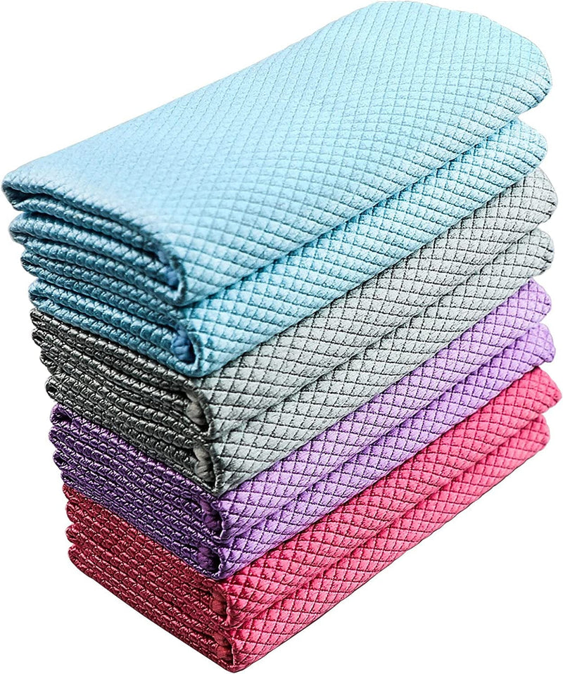 Niveaya Nano Streak Free Miracle Cleaning Cloths - 12 Pack, Reusable Nanoscale Fish Scale Cleaning Cloth, Lint Free Cleaning Cloth for Glass, Dishes, Mirrors, Stainless Steel Appliances, Etc. Home & Garden > Household Supplies > Household Cleaning Supplies Niveaya Blue/Gray/Purple/Pink  